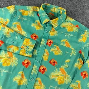 Retro Rifle Dead Air Silencers Shirt Mens S Teal Toucan Tropical Long Sleeve Gun